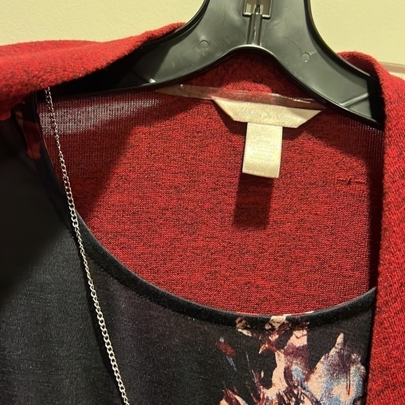 WHITE Stag Flyaway Cardigan Top Necklace 3fer Set - Picture 6 of 9